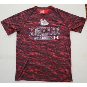 Under Armour T-Shirt Men 's Med Ganzaga Bulldogs Red Black Polyester Blend Loose